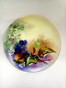 Vintage Hand Painted Haviland France Plate Grapes 8-5/8” Signed HG6 - Picture 1 of 12