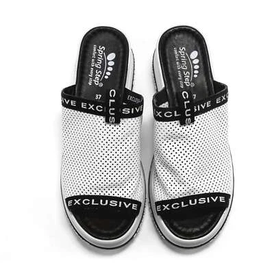 Women Spring Step Exclusive White Leather Platform Slide Sandals 36 EU 5.5-6 US - Image 1 of 4