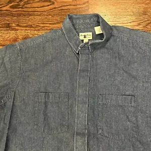 Friar Tuck Canada Men's 16.5 Blue Soft Denim No Show Button Up Shirt Vintage - Picture 1 of 6