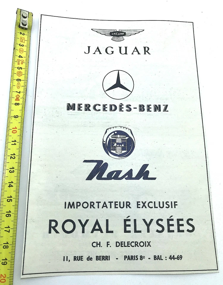 ANCIENNE AFFICHE PUBLICITAIRE AUTOMOBILE JAGUAR MERCEDES NASH  - Photo 1/1