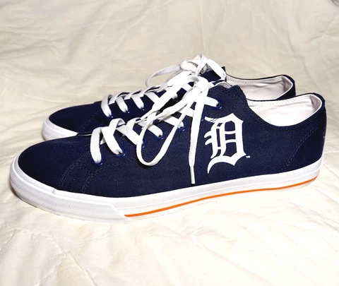 Detroit Tigers Sneakers Tennis Shoes by Row One | Official Mens 11 Womens 12.5 Cover