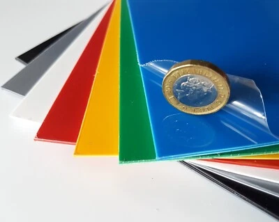 Plastic Sheet Polystyrene 1.5mm Blue Red Yellow Green Grey Black White A5 A4 A3 - Image 1 of 4