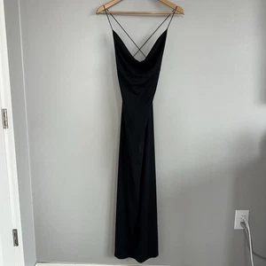 Vintage Fredrick’s Of Hollywood Maxi Dress Black Size M Open Back Cowl Neckline - Picture 1 of 9