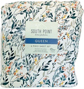 South Point - Queen Sheet Set 6pc Floral Abygail Print Cotton Blend Bedding - Picture 1 of 2