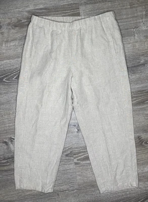 Pantalones capri de lino Jill Love beige ligeros Lagenlook pequeños Foto 1 de 4