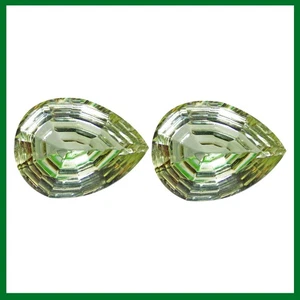 9.09 Ct Best Matching Pair EarRings Pear Green Amethyst (Prasiolite) Gemstones - Picture 1 of 7