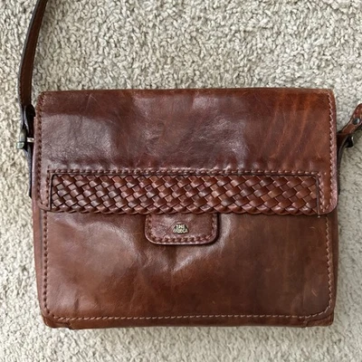 Bolso Bandolera Vintage The Bridge Marrón Envejecido Cuero Trenzado Italia Foto 1 de 4