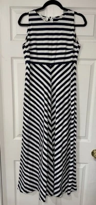 Maxi Vestido Escada Margaretha Ley Rayas Sin Mangas Blanco y Negro Vintage Talla 38 Foto 1 de 4