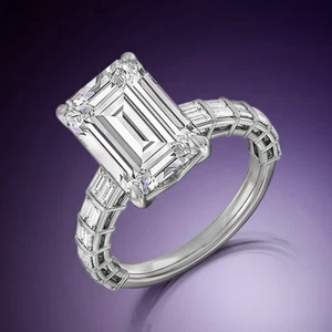 Emerald Cut Diamond Engagement Ring 14k White Gold 3.10 Ct IGI Lab Created - Picture 1 of 9