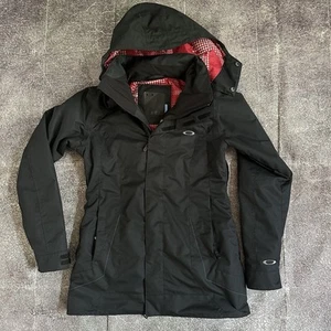 Womens Vintage Y2K Oakley Black Loose Baggy Fit Winter Snowboard Ski Jacket Sz S - Picture 1 of 5
