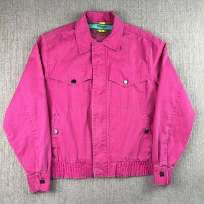 Chaqueta De Colección Wrangler Brush Popper Rosa Cremallera Completa Para Hombre Mediana Occidental Años 80 Rara Foto 1 de 4