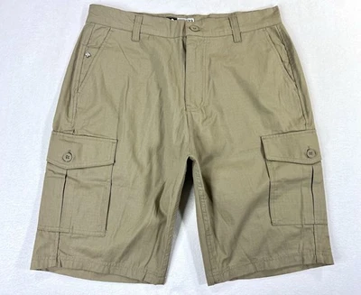 Lifted Research Group LRG Cargo Shorts Pockets Ripstop Khaki Tan 11” Mens 33 New - Image 1 of 4