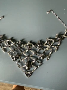 Swarovski stament necklace choker silver tone faux pearl dimante - Picture 1 of 9