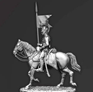 1/32 Resin Model Kit Napoleonic Wars Rider Standard Bearer Horseman Unpainted - Picture 1 of 2