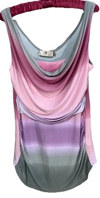 Charter Club Top 12 Pink Gray Ombré Draped Neckline Stretch Knit Shirt Blouse L Foto 1 de 4