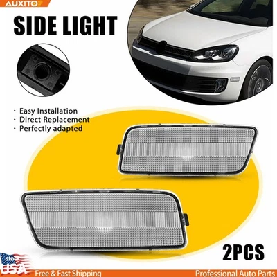 2x Side Light Clear Lens for Housing 2010 2011 2013 2012 Volkswagen 2014 MK6 GTI - Image 1 of 4