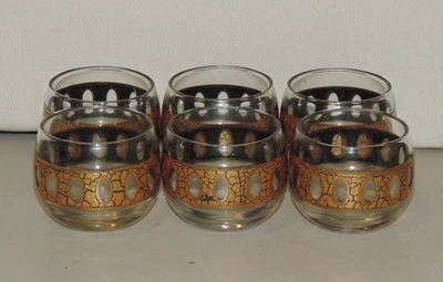 SIX (6) CULVER PIZA PISA 2.25" TALL COCKTAIL ROLY POLY GLASSES - Image 1 of 4