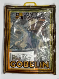 Vtg Gobelin Printed Needlepoint Canvas Cottage on Lake Excellent NWT Sealed - Picture 1 of 10