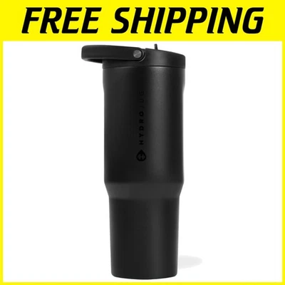 Vaso negro aislado de 40 oz con mango ergonómico y pajita - apto para lavavajillas Foto 1 de 4