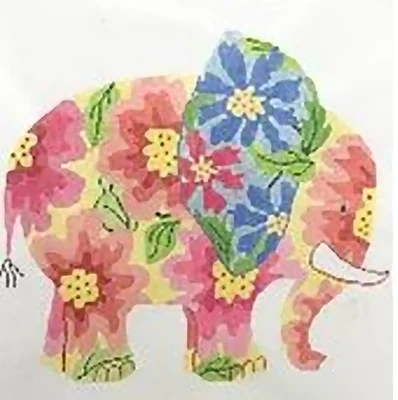 Needlepoint Handpainted Jean Smith Snazzy Elephant 14x14 - Image 1 of 4