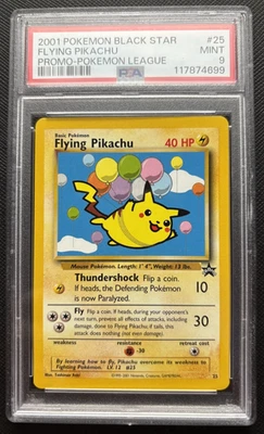 Flying Pikachu Black Star Promo 25 Pokemon League 2001  PSA 9 - Image 1 of 2