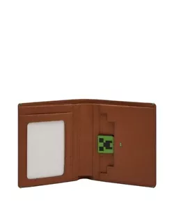 Minecraft x Fossil Special Edition Bi-Fold Card Case Embossed Leather Wallet EXP - Picture 1 of 6