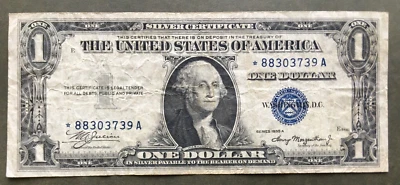 1935A*  $1 SILVER CERTIFICATE [] * STAR NOTE  [] CRISP SN# * 88303739 A - Image 1 of 3