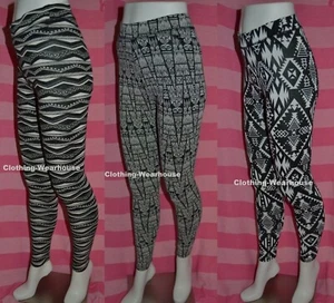 Victoria's Secret PINK Fashion Leggings Black White Geo Aztec Tribal Cotton S,M - Picture 1 of 11