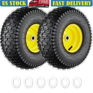 15x6 00-6 Lawn Mower Tires 4 Ply Heavy Duty Garden Tractor Tire Set of 2 Black - Picture 1 of 7