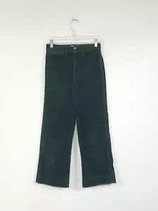 Madewell Slim Emmett Wide Leg Cropped Green Corduroy Jeans Womens Size 25 - Picture 1 of 9