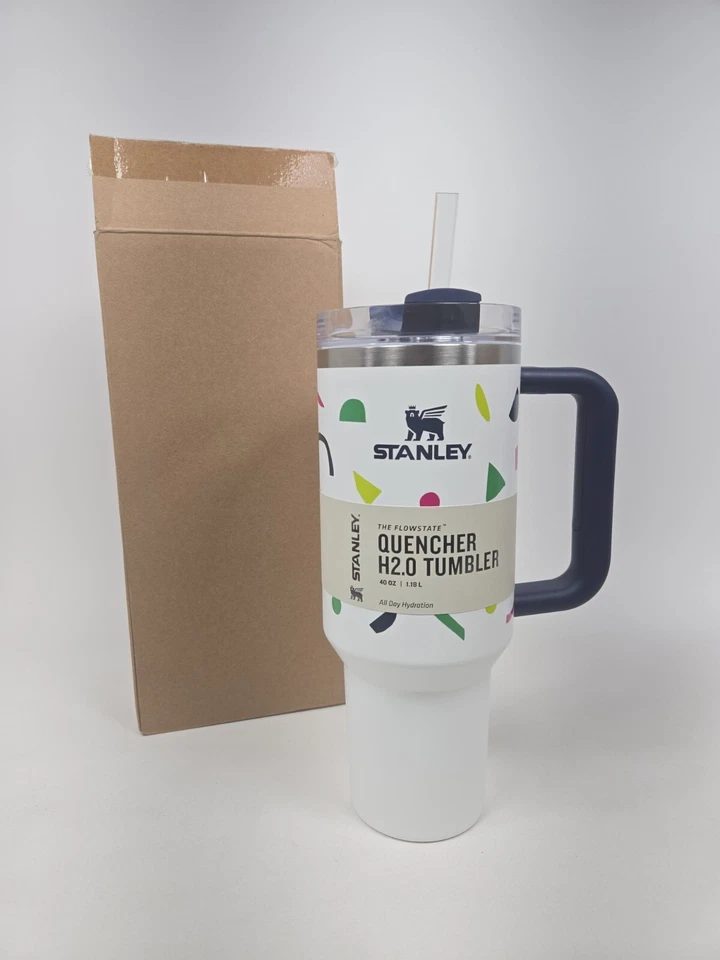 Stanley Cup 40oz The Flowstate Quencher H2.O Tumbler Confetti Terazzo White