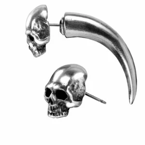 Alchemie Gothic Grab Schädelhorn Zinn Kunstohrstrecker Ohrring BRANDNEU - Bild 1 von 3