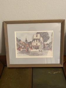 Martin Barry Fleet and Cornhill St Annapolis Lithograph 15/1150, 16x13 Framed - Picture 1 of 8