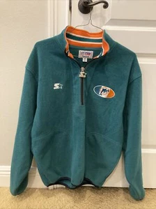 Miami Dolphins 1/4 Zip Fleecejacke Herren Größe M Starter Pro Line Grün Selten!! - Bild 1 von 9