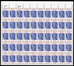 Scott #2224 Statue of Liberty 22¢ Sheet of 50 Stamps - MNH P#1 UR - Picture 1 of 1
