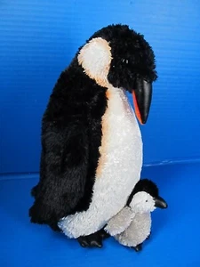 AURORA WORLD Emperor Penguin Plush with Baby 12" Wildlife Stuffed Animal - Picture 1 of 8