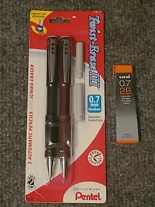 Pentel 2 Pack Twist-Erase III .7 Mechanical Pencils W/ 1 Pack Uni .7 Pencil Led - Picture 1 of 3