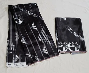 Band Organza Seide Qualität Digital Afrikanische Ankara Drucke Schwarz & Weiß 6 Yards - Bild 1 von 1