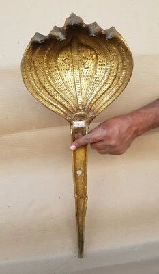 古董老式手工纯色重黄铜大码圣蛇雕像 NH6460 — 第 1/4 张图片