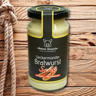 Ueckermünder Bratwurst Senf - mittelscharfer Senf - pikant - 200ml - Bild 1 von 3