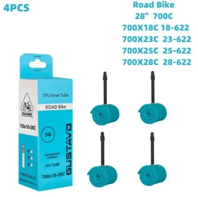 4 PEZZI camera d’aria TPU Road Bici Strada Innertube 700x18-28c 24 gr 45 mm 4 pc - Image 1 of 4