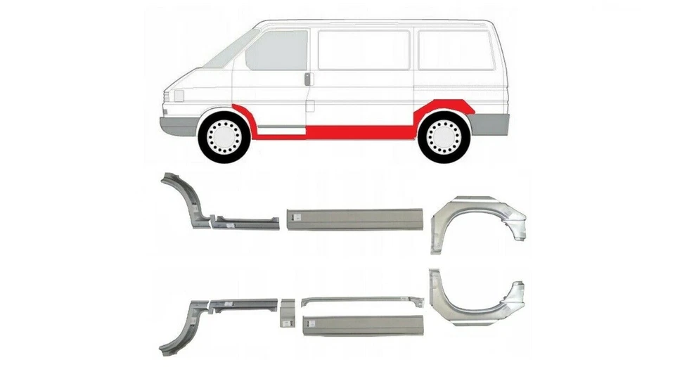 Volkswagen T4 Kurz und Mittel Reparaturblech Schweller Set L+R - Bild 1 von 1