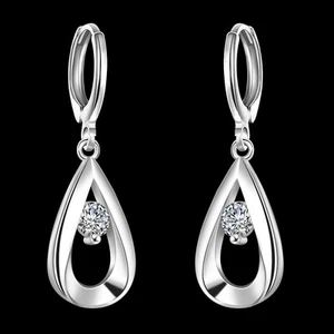 Moda Boda Fiesta Plata 925 Dijes Cristal Mujeres Dama Pendiente Joyería - Imagen 1 de 5