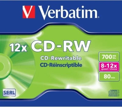 Verbatim CD-RW 80MIN / 700MB Rewritable Blank 8 -12x CDRW Disc NEW & SEALED DISC - Image 1 of 2