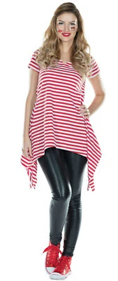 RUBIES Kostüm Tunika Ringelshirt Ringelhemd rot weiß 36-52 Köln Clown Karneval Fasching