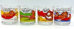 Anchor Hocking Garfield and Odie Mcdonald's Glass Mugs Vintage 1978 Set of 4 - Picture 1 of 14