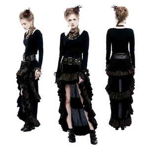 Adulto Mujer Steampunk Victoriano Reinassance Disfraz Rayas Falda Alta-Baja S - XL - Imagen 1 de 4
