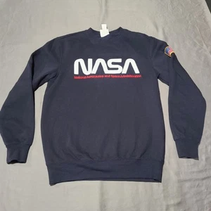 NASA Sweatshirt Mens Small Crewneck Pullover H&M American Flag Patch Pullover - Picture 1 of 7