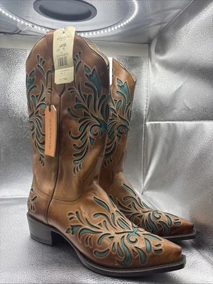 Botas de Vaquero Stetson Mujer Talla 10 Cuero Marrón Turquesa México Foto 1 de 4