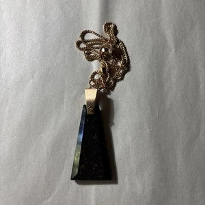Kendra Scott Obsidian Pendant Necklace Gold Tone - Picture 1 of 1
